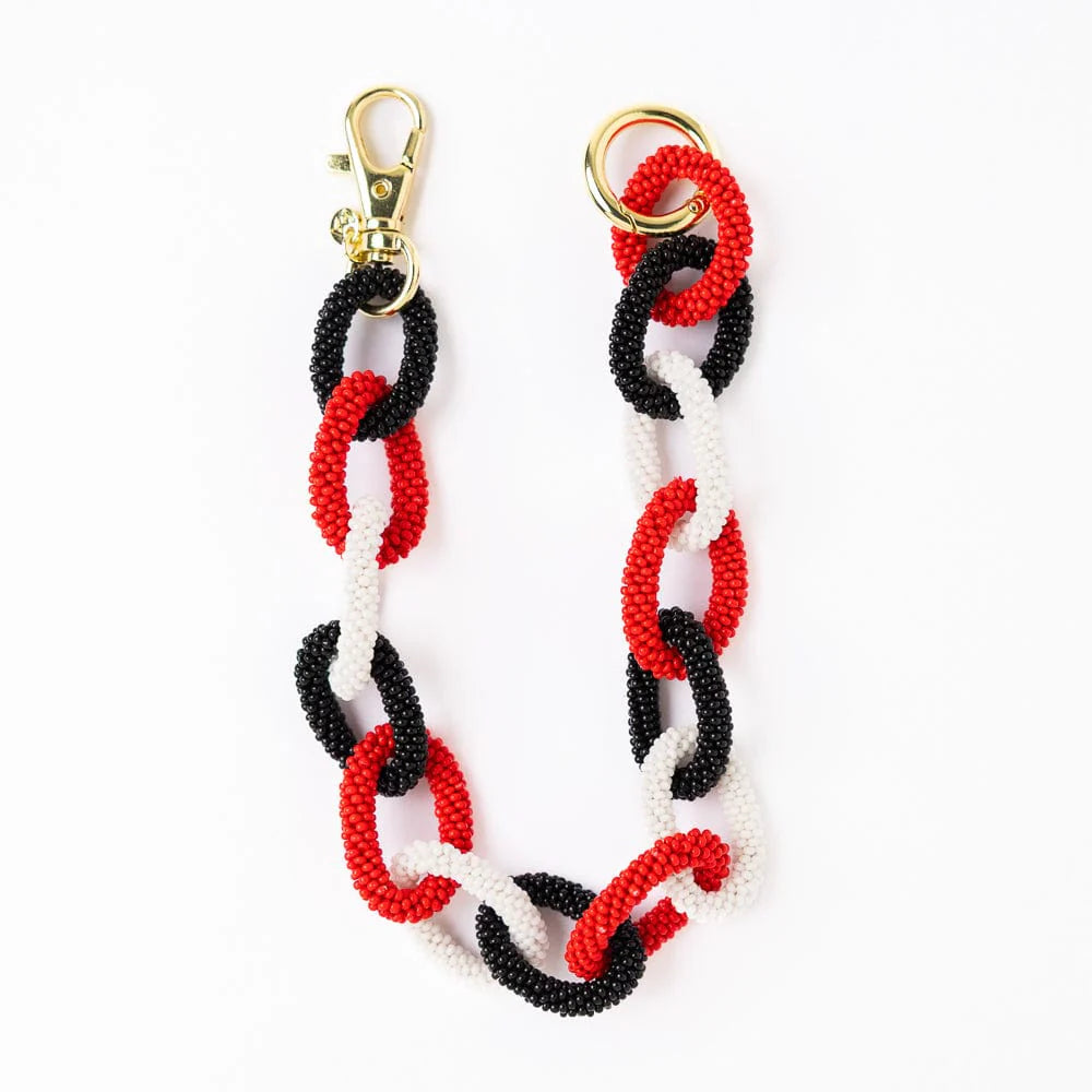 INK + ALLOY | Game Day Beaded Bag Chain Red + Black