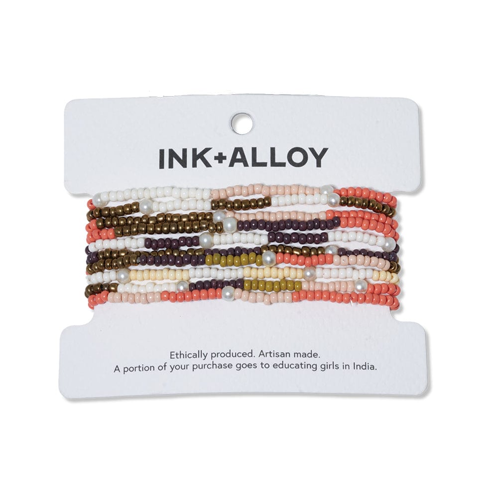 INK + ALLOY | Sage Mixed Color and Pearl 10 Strand Bracelets