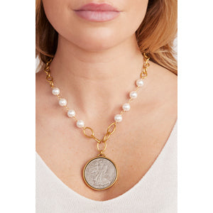 Scarlett Pearl Strand Coin Necklace