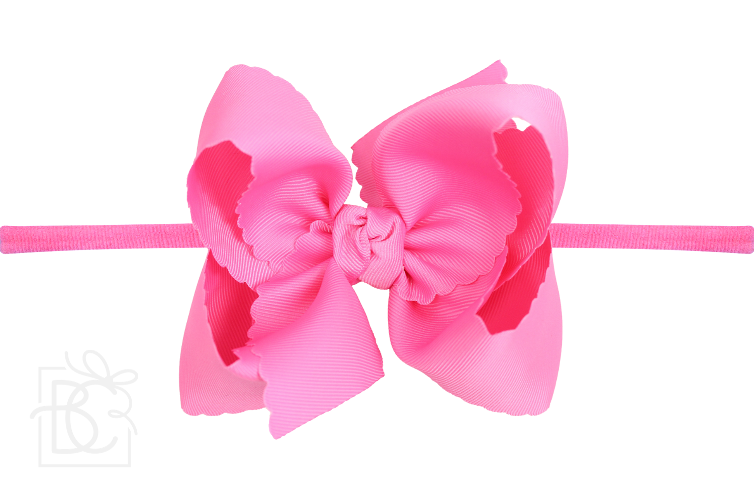 Pantyhose Headband with 4.5" Large Scalloped Edge Bow
