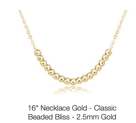 eNewton | 16" Classic Beaded Bliss Gold Necklace - 2.5mm