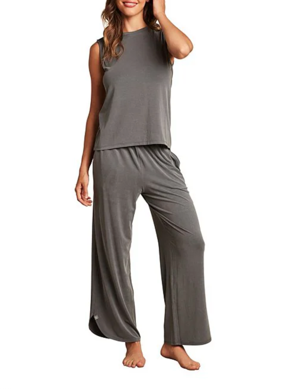 Barefoot Dreams | Sand Washed Jersery Piped PJ Set - Dark Steel Blue