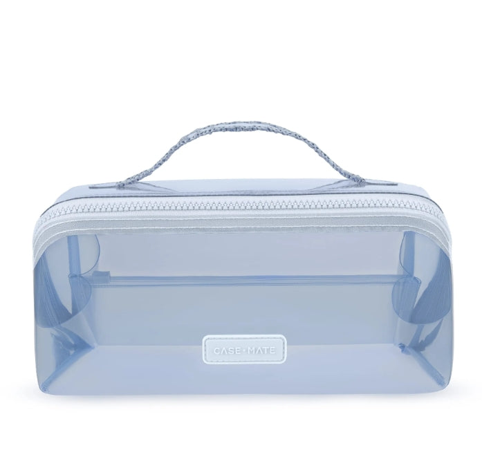 Jelly Cosmetic Bag-Carolina Blue Crochet Wave