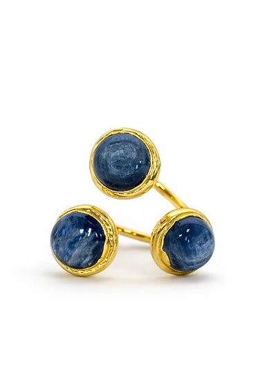 Blue Kyanite Triple Stone Ring