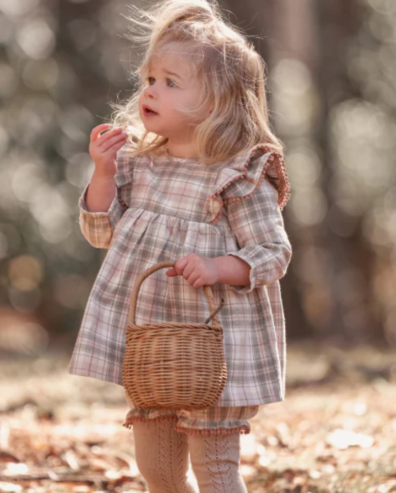Elegant Baby | Plaid Ruffle Shoulder Dress