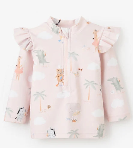 Elegant Baby | Pink Seaside Safari Rash Guard