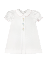 Lullaby Set | Bluebonnet Dress - Classic White with Flower Embroidery