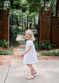 Lullaby Set | Bluebonnet Dress - Classic White with Flower Embroidery