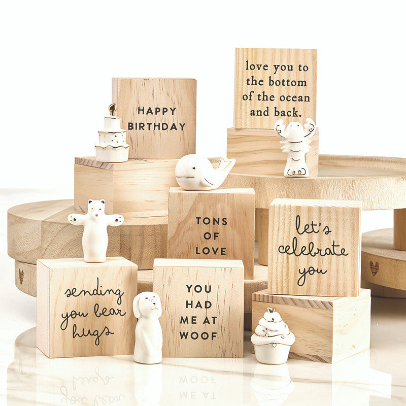 Ceramic Figurine in Pine Keepsake Box