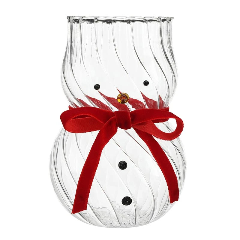 SNOWMAN WINE GLASS WITH BOW