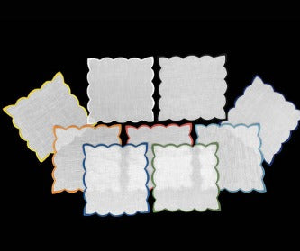 Boutross Fine Linens | Scalloped Edge Cocktail Napkins - Set of 4
