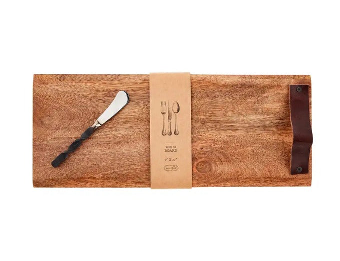 MudPie | Long Leather Handle Serving Board Set
