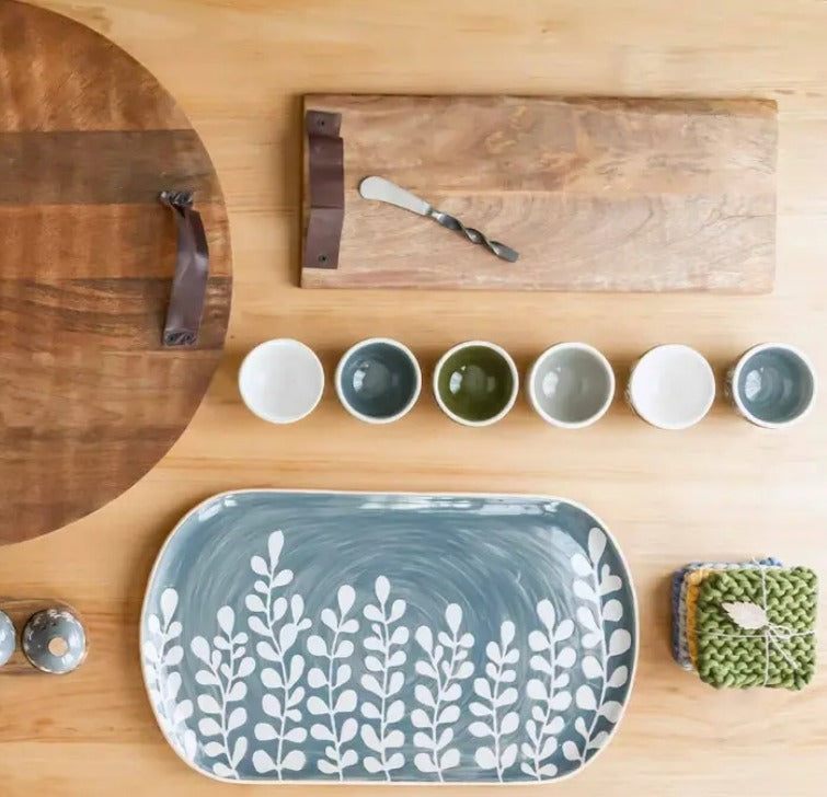 MudPie | Long Leather Handle Serving Board Set