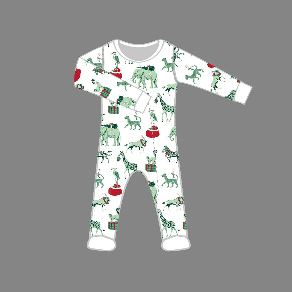Heyward House | Christmas Safari Footed Pajama 3-6 months
