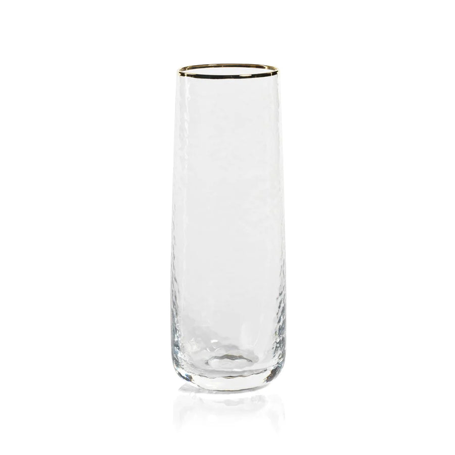 Zodax | Negroni Hammered with Gold Rim - Stemless Champagne Flute
