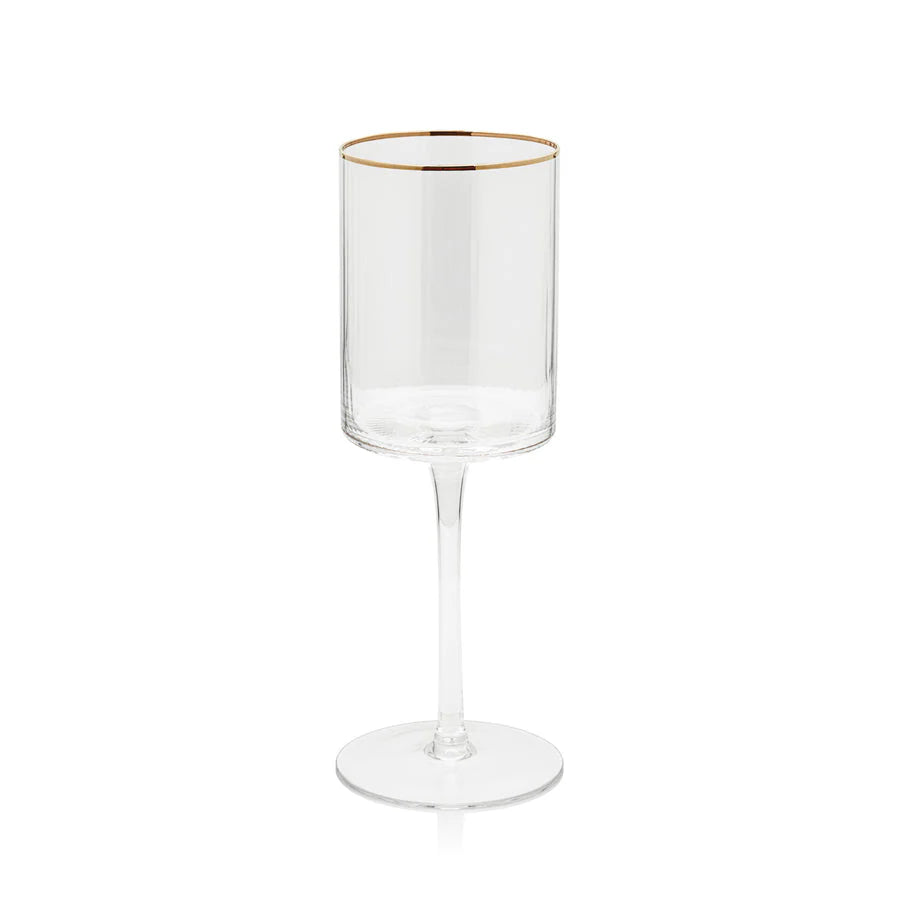Zodax | Optic Design with Gold Rim - Wine Glass