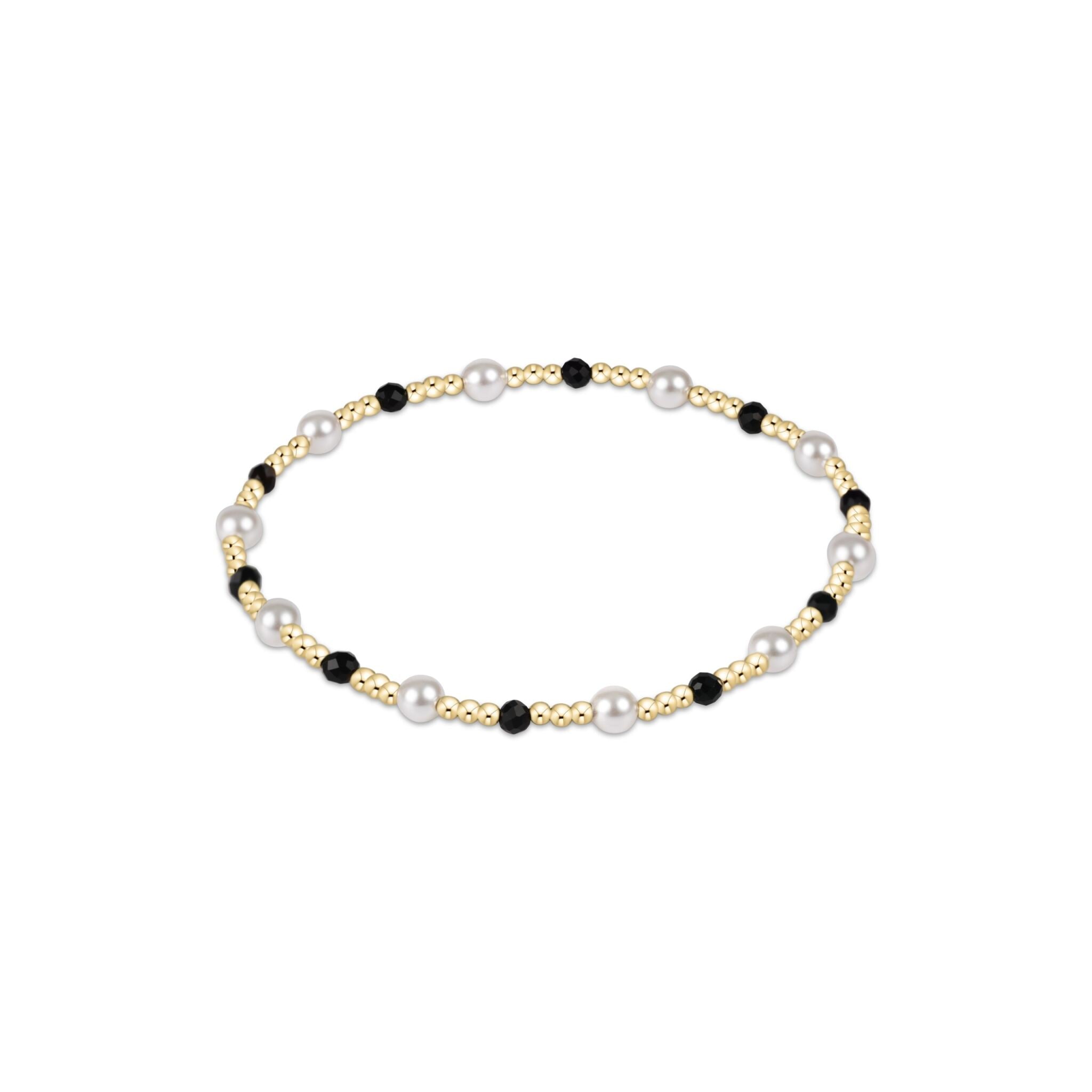 eNewton | Gemstone Gold Pearl Sincerity Pattern 3mm Bead Bracelet -Gemstones