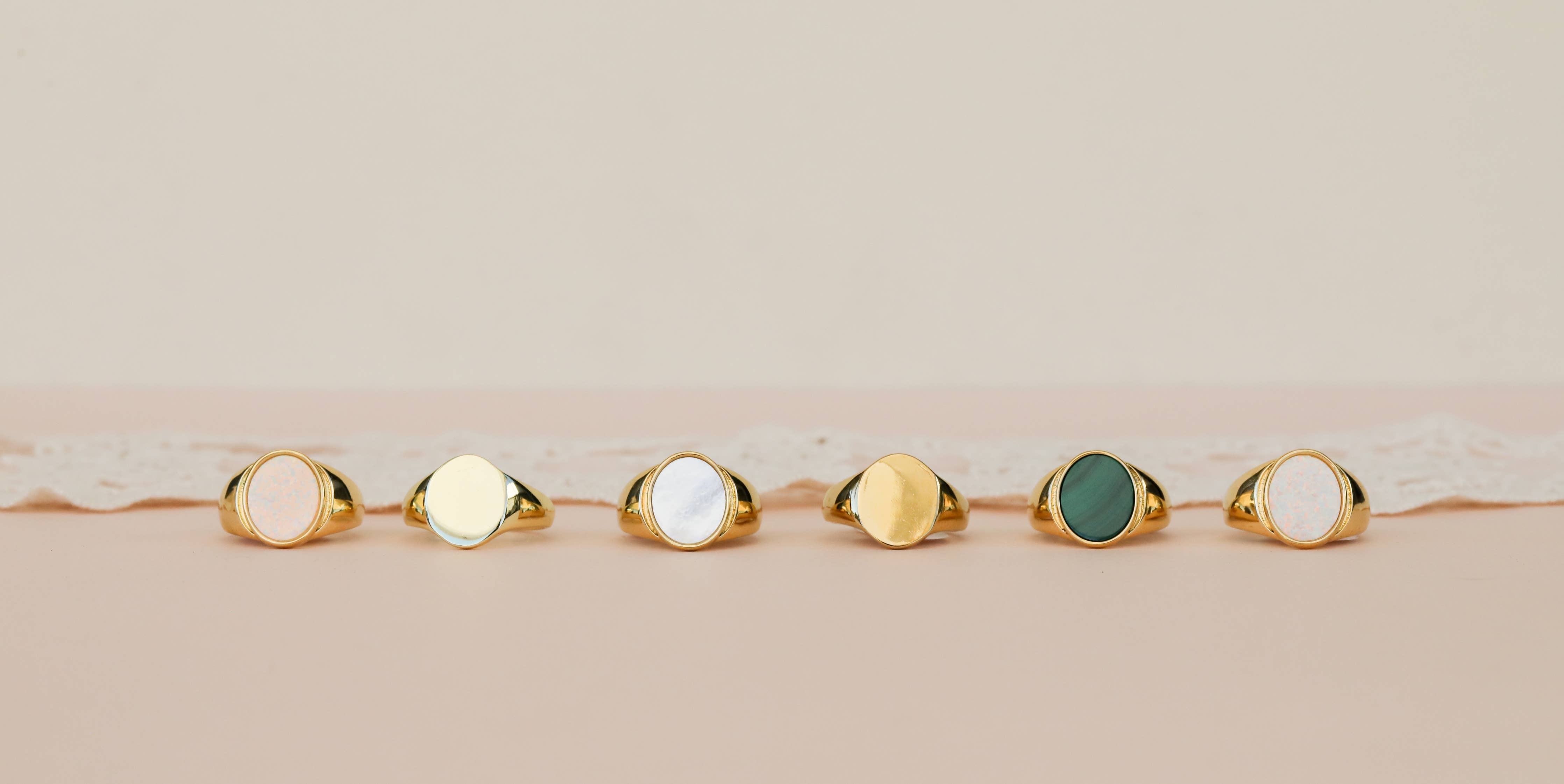 Gold Rings - Malachite Signet