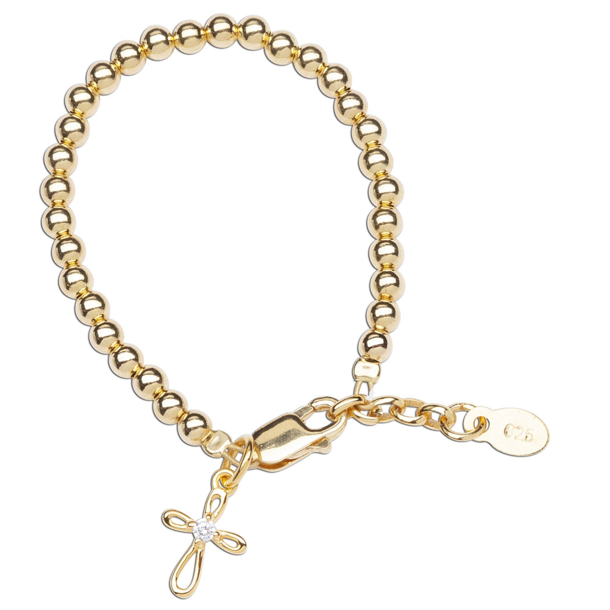 Kids 14K Gold-Plated Lenox Cross Bracelet Baby Girl Baptism Gift