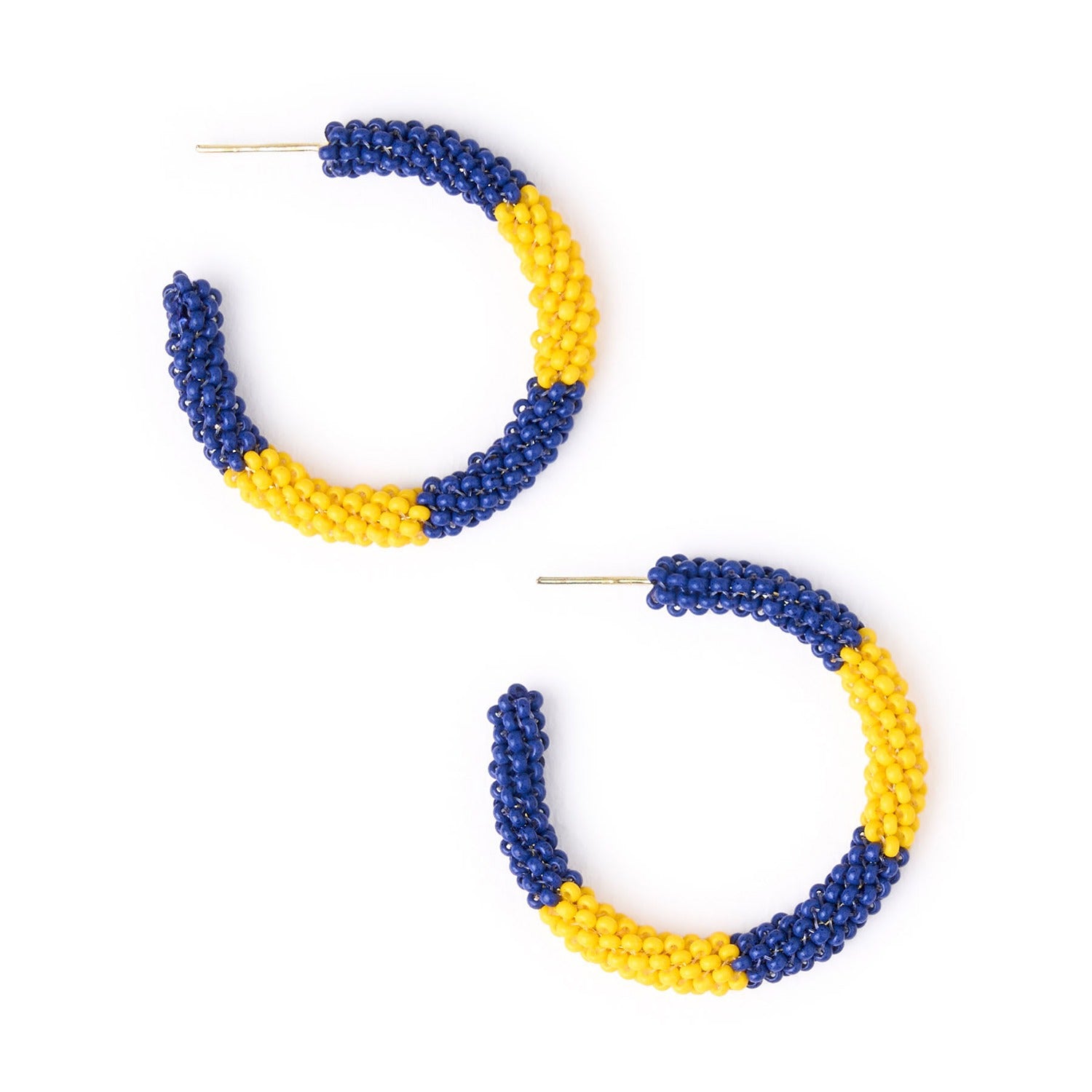 Gameday Seed Bead Color Block Hoop Earrings