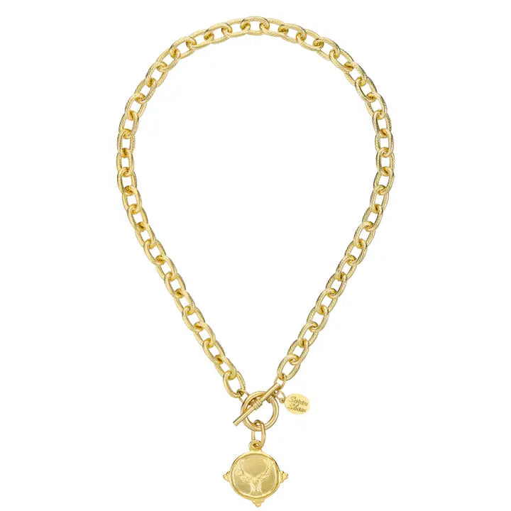 Stag Pendant 16" Heavy Chain Toggle Necklace