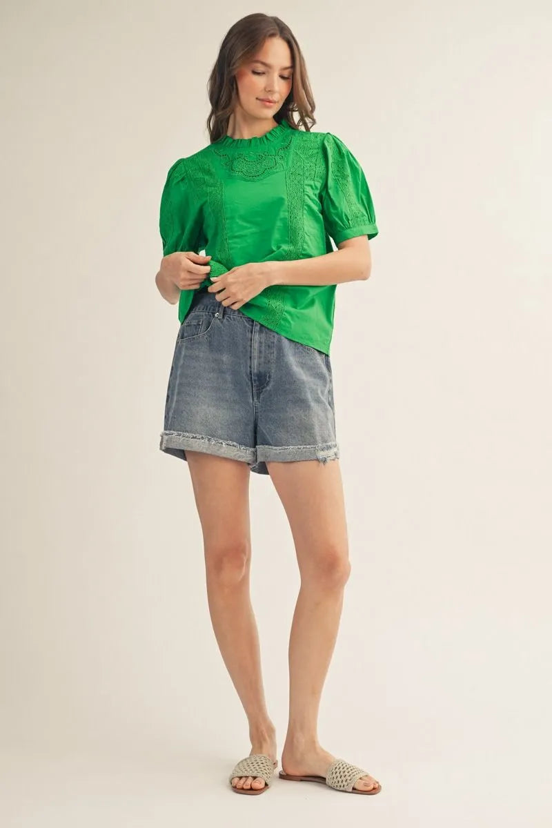 Gracie Lace Puff Sleeve Top