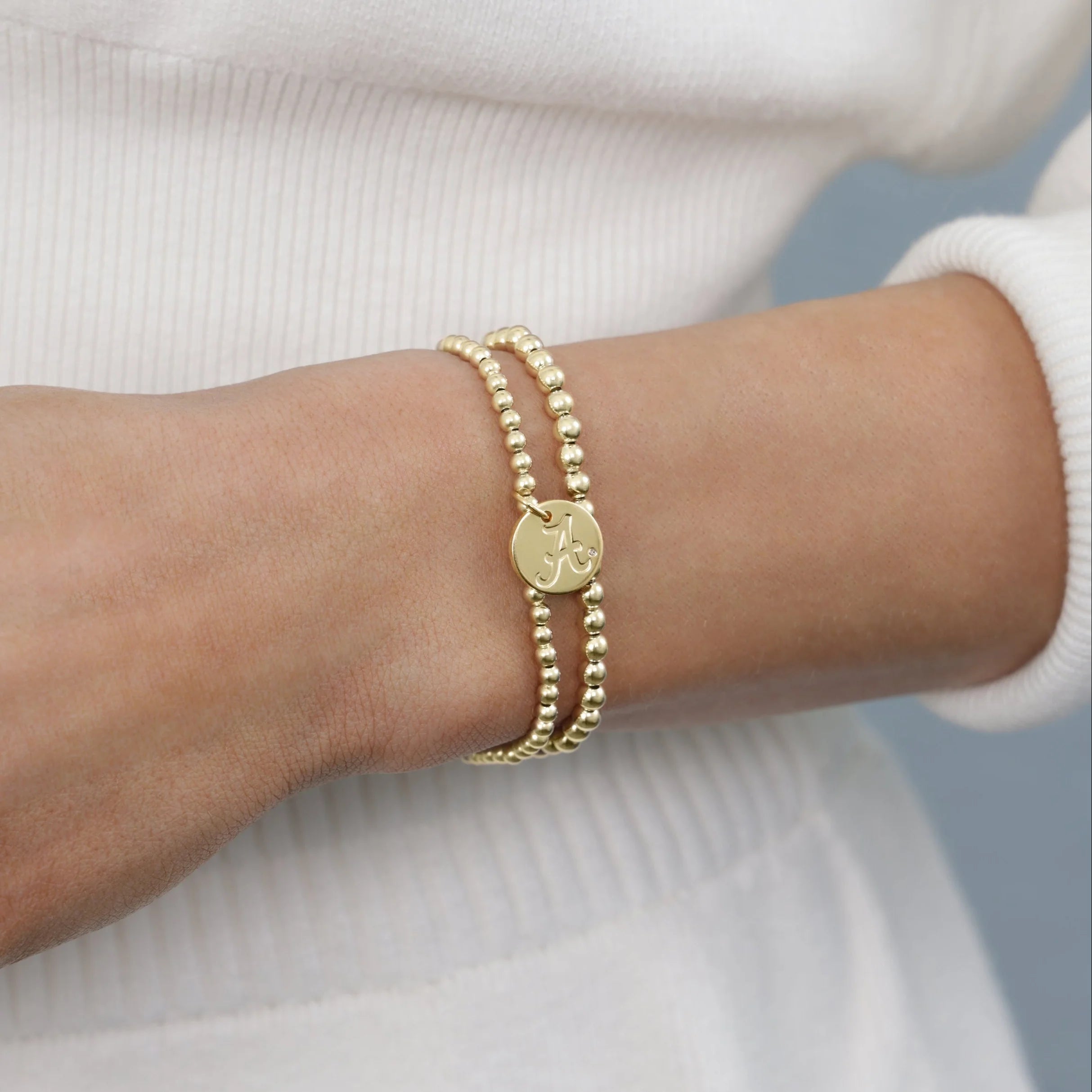 eCollegiate Classic Gold 3mm Alabama Disc Bracelet