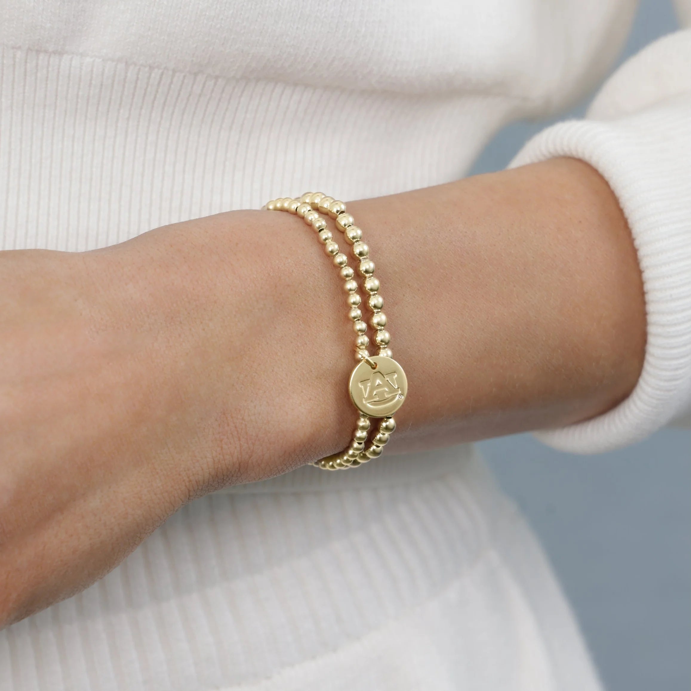 Ecollegiate Classic Gold 3mm Auburn Disc Bracelet