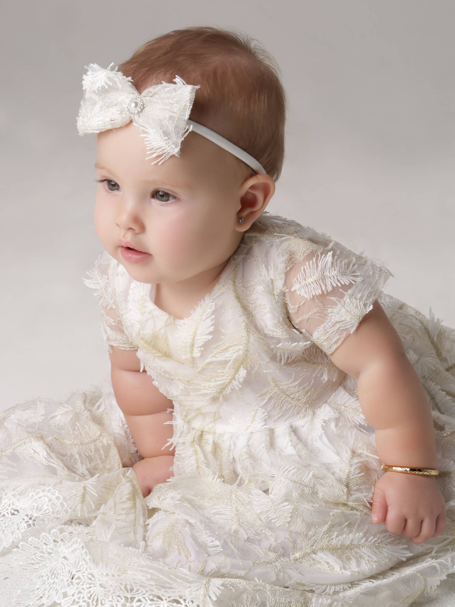 14K Gold-Plated Etched Baby Bangle for Kids Gift for Girls