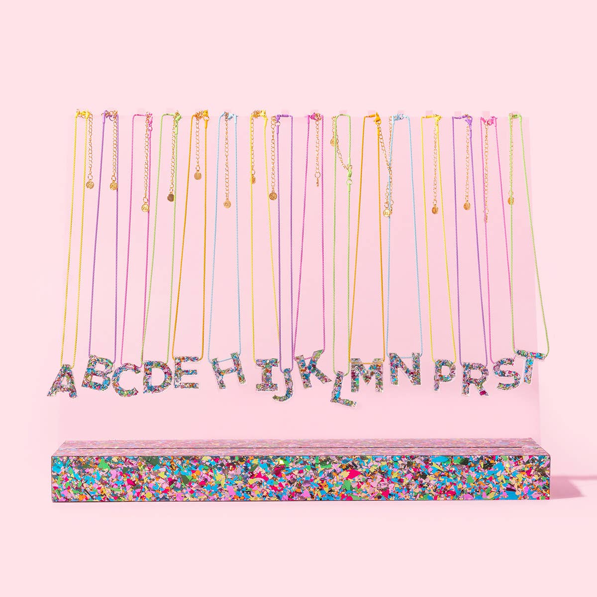 Colorful Confetti Initial Necklaces