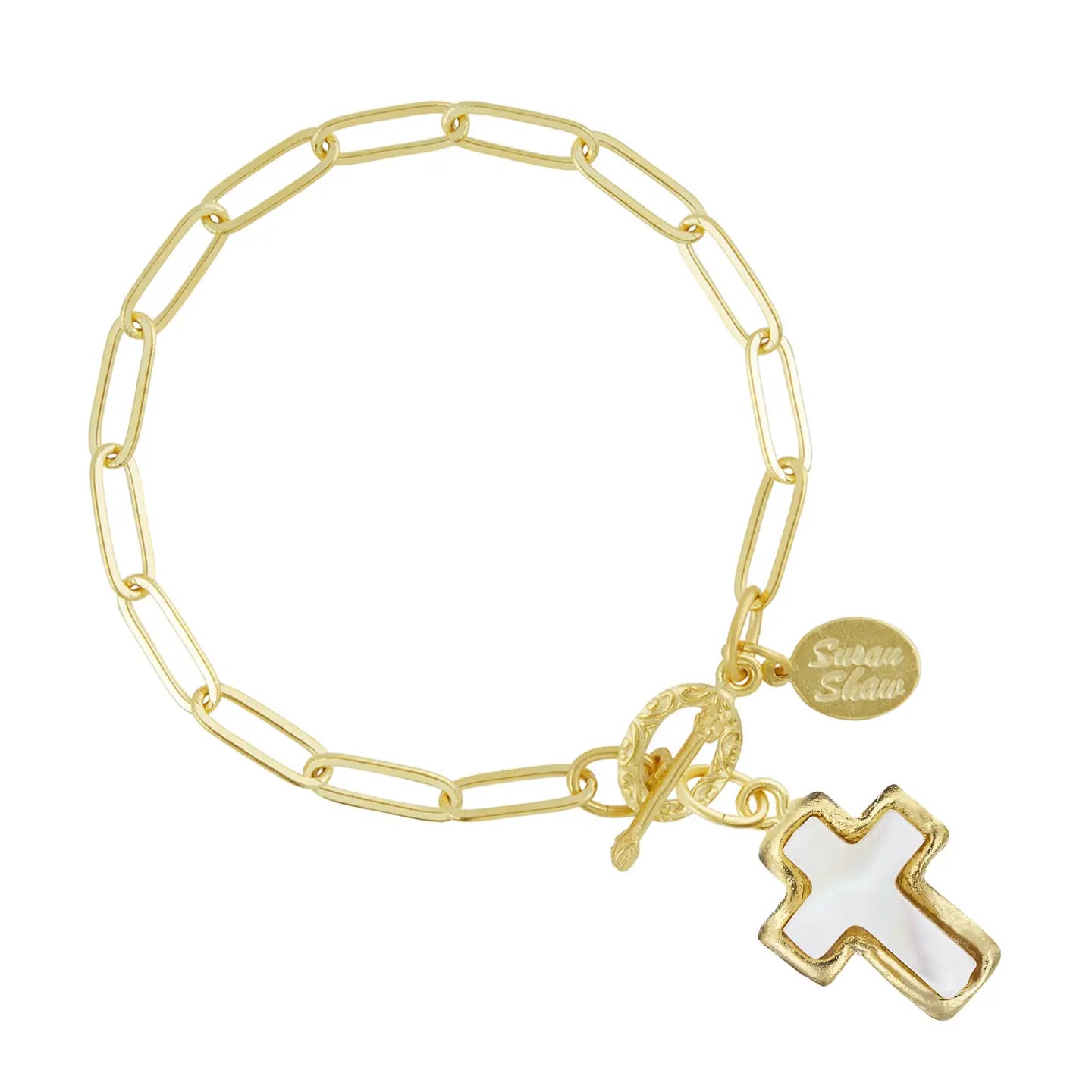 Mother of Pearl Cross Bracelet