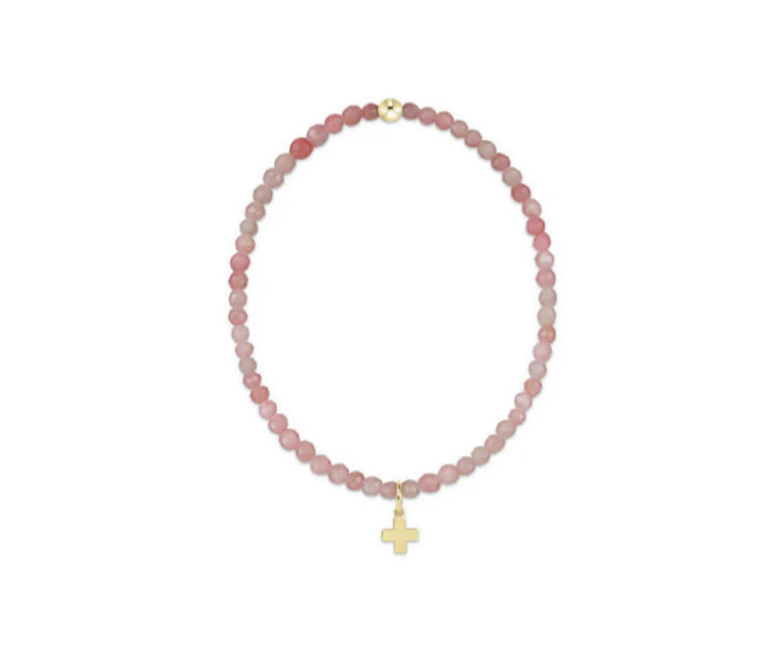 Classic 3mm Gemstone Bracelet with Gold Signature Cross Charm