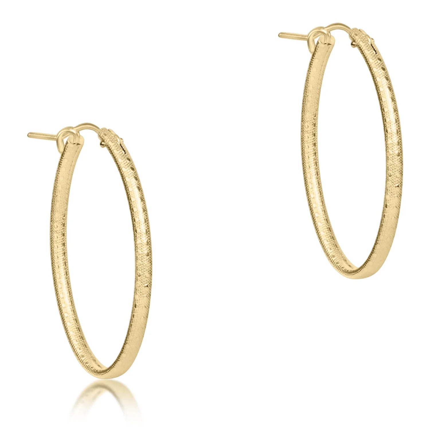 Oval Gold Textured or Smooth Hoops (1''-2'')