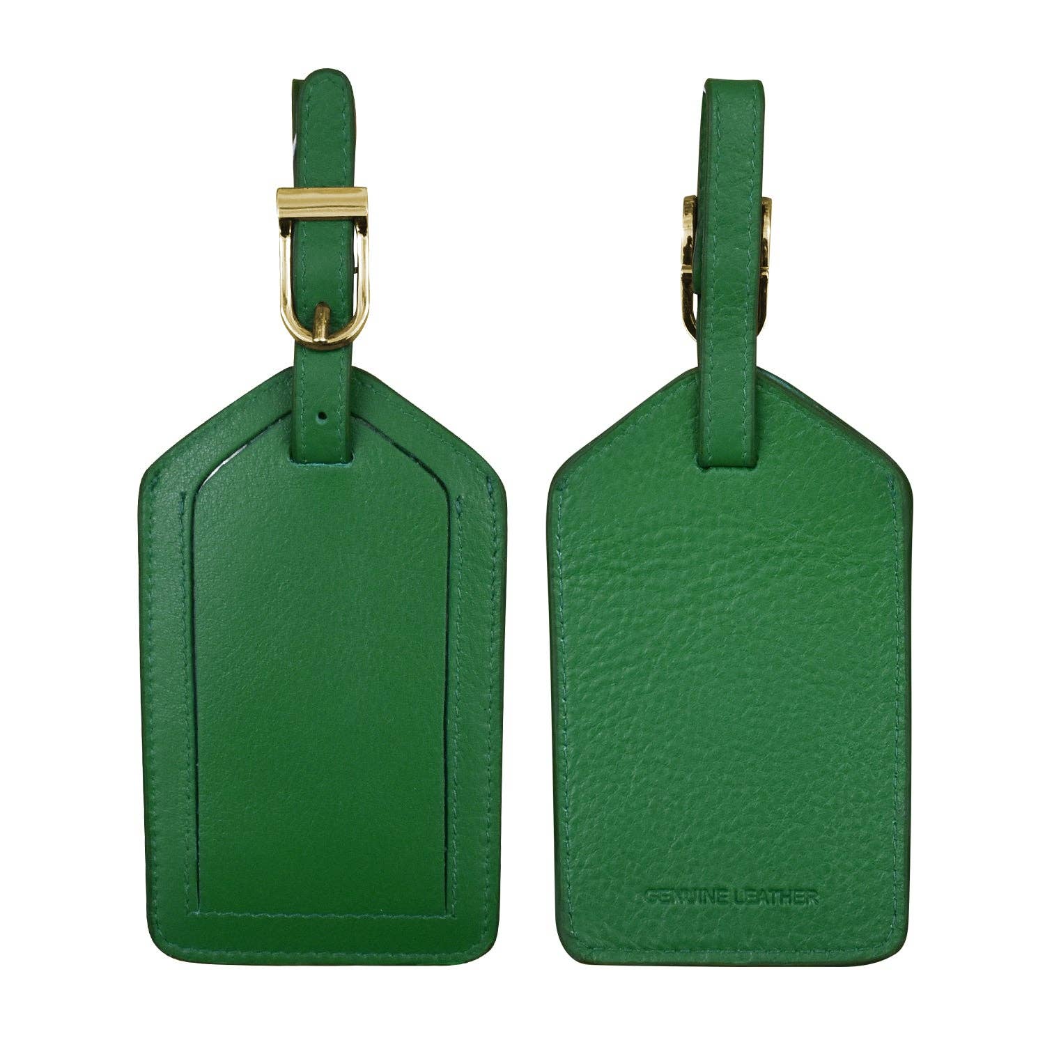 LEATHER LUGGAGE TAG W/ GOLD BUCKLE