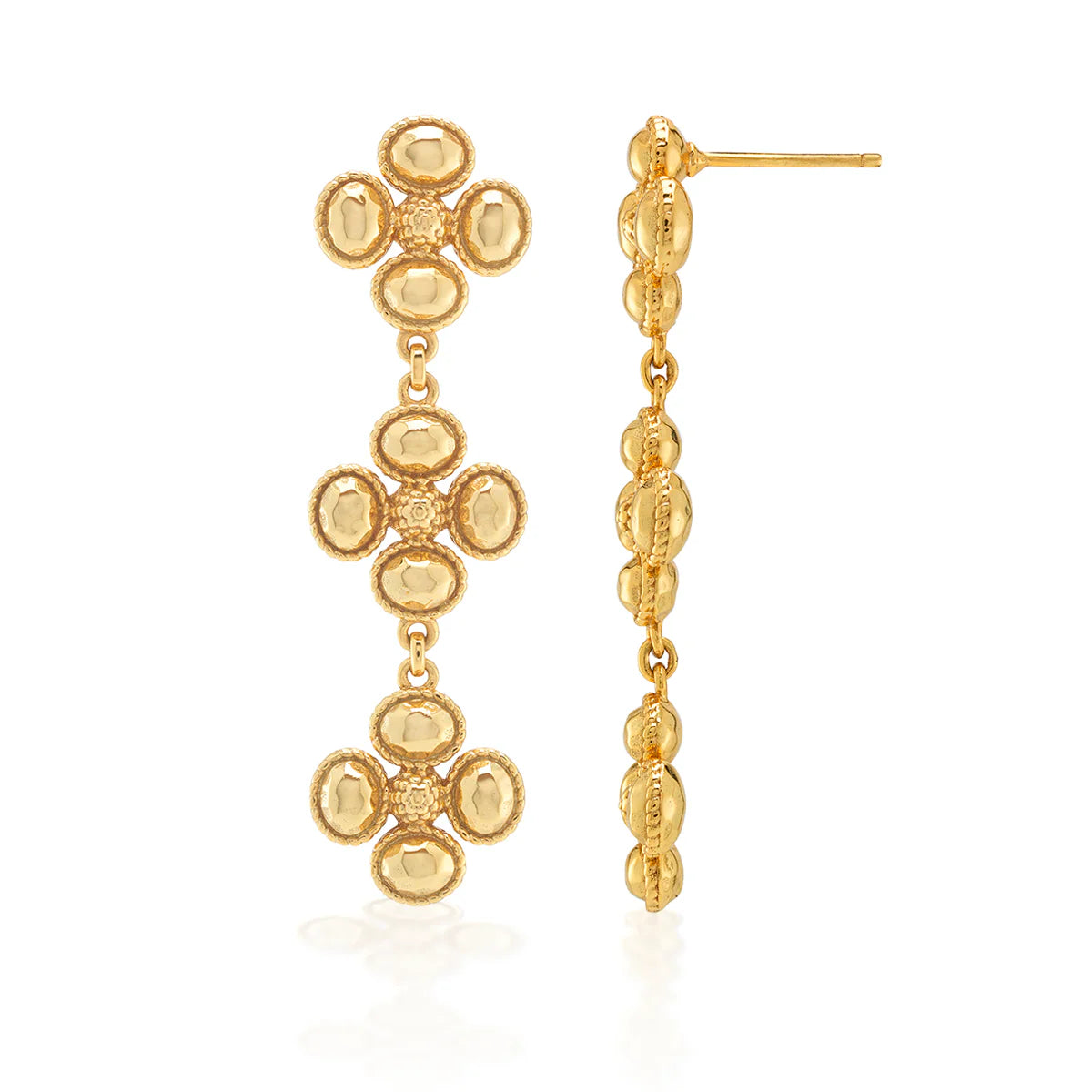 Berry Clover Linear Earrings - Gold