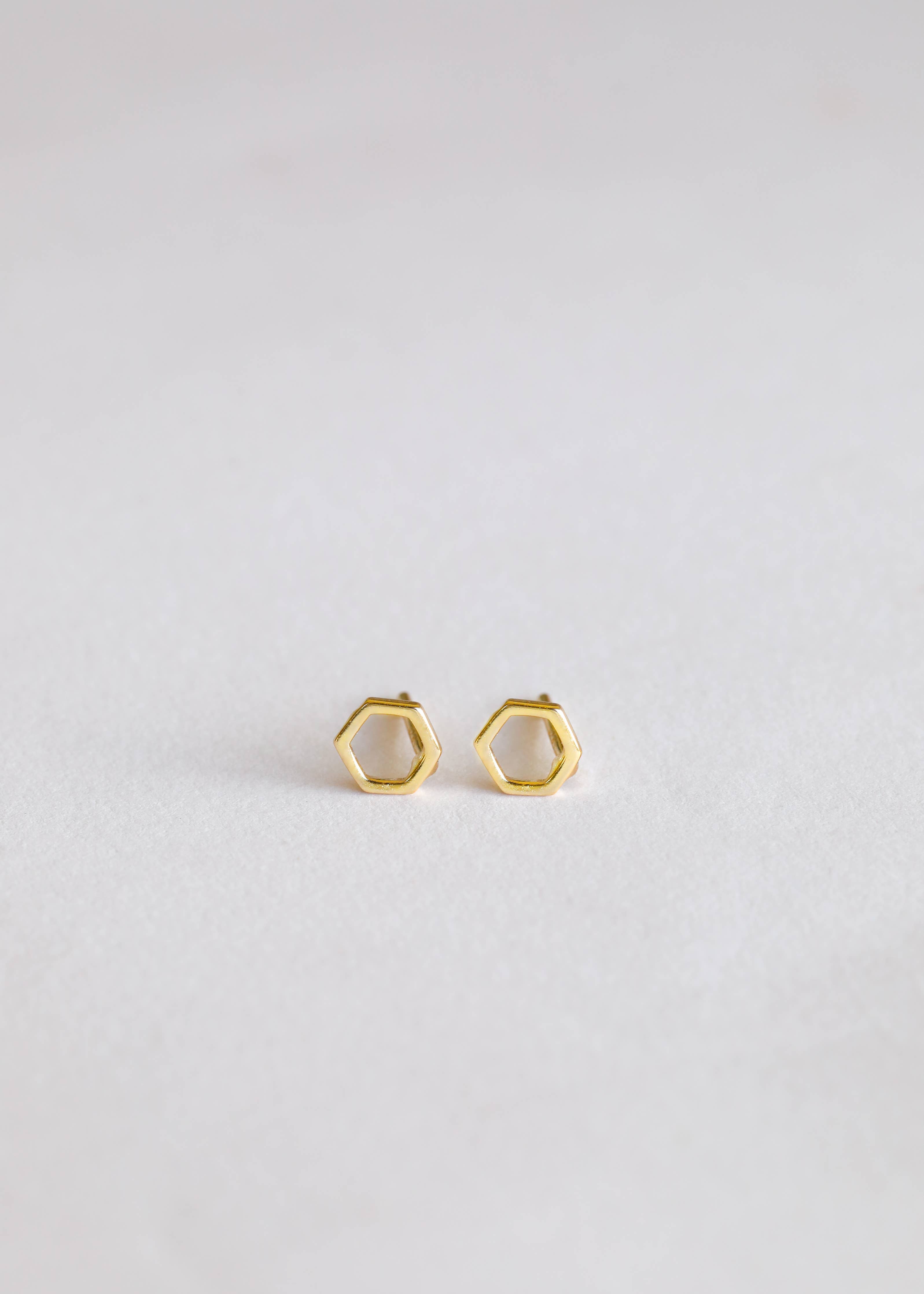 Minimalist - Hexagon - Gold Earrings
