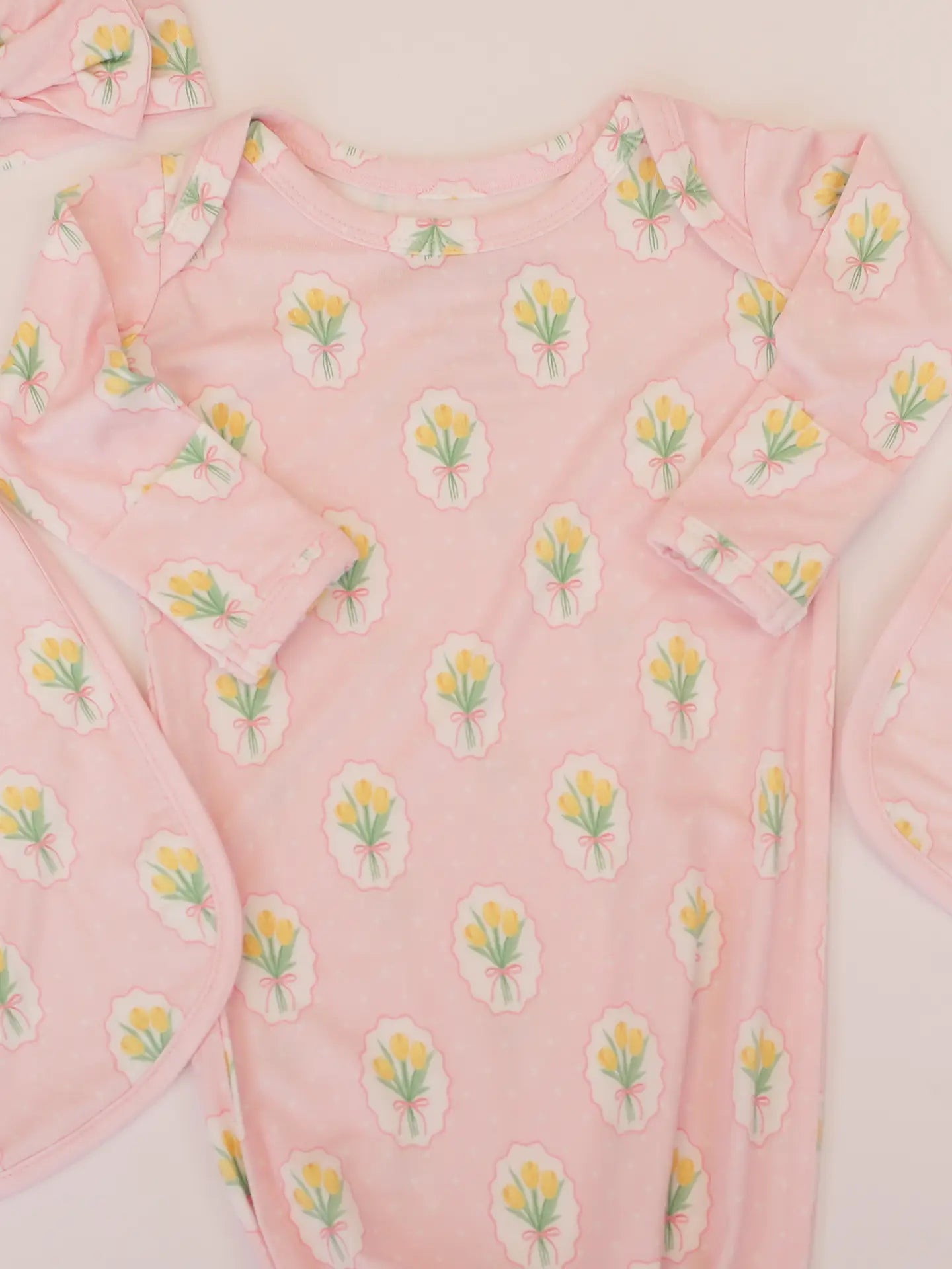 Fancy Tulips Knotted Infant Gown