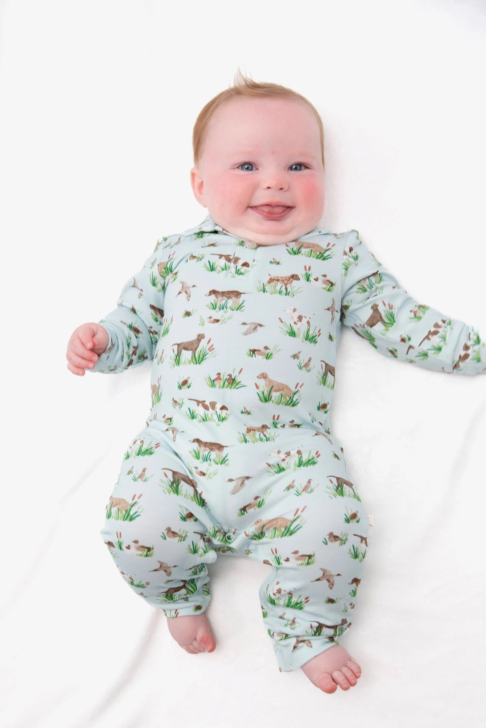 Delta Bird Hunting Dogs Sweatshirt Polo Romper