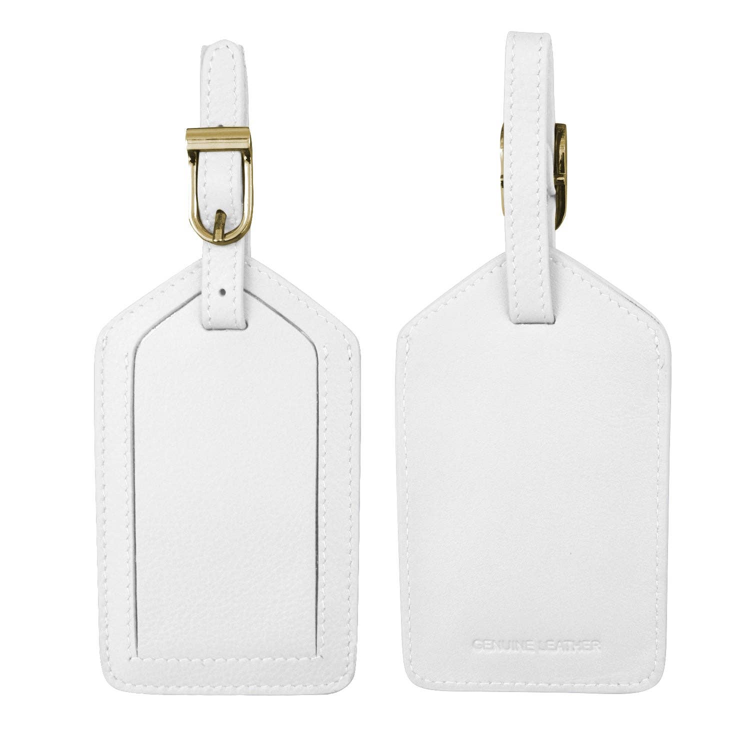 LEATHER LUGGAGE TAG W/ GOLD BUCKLE