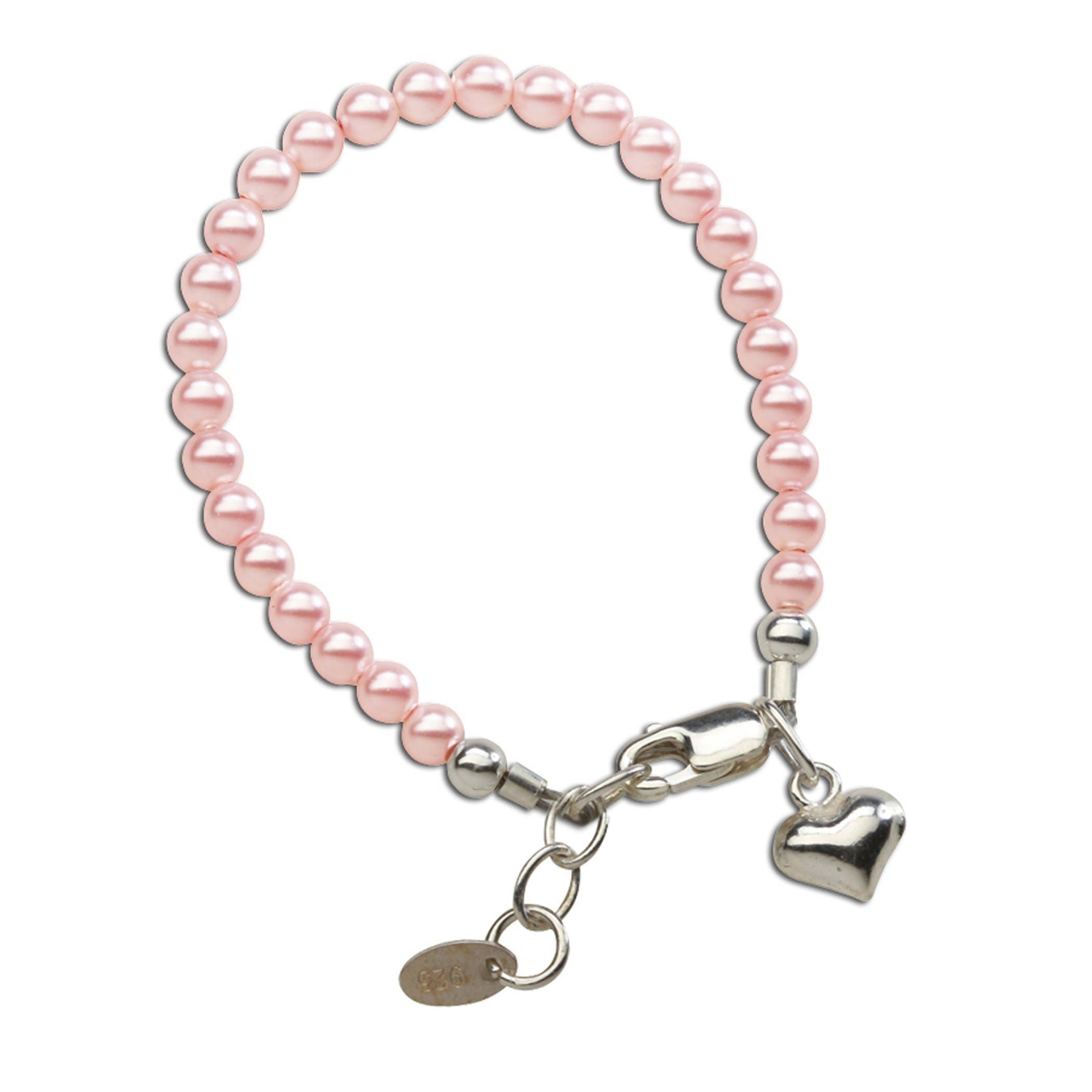 Girls Sterling Silver Serenity Dainty Pink Pearl Bracelet Baby Gift