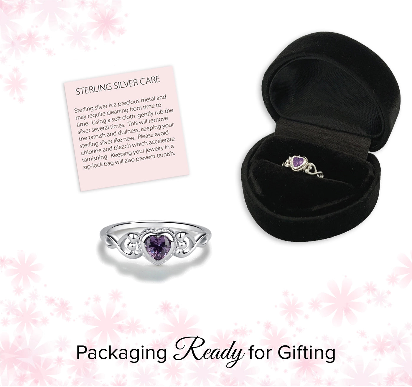 Cherished Moments | Sterling Silver Heart Birthstone Ring