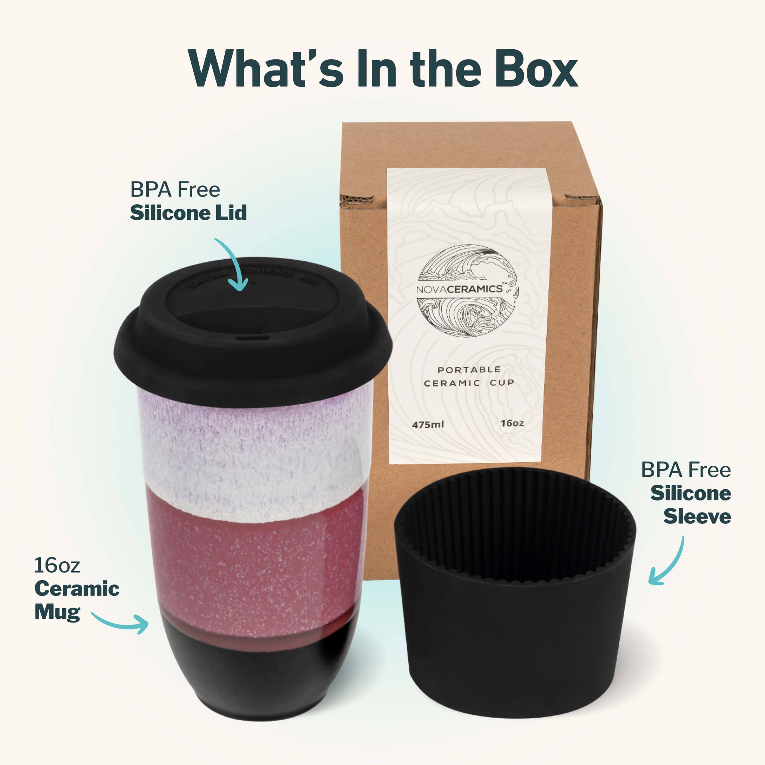 Eclipse 16oz Ceramic Travel Mug – Reusable with Lid