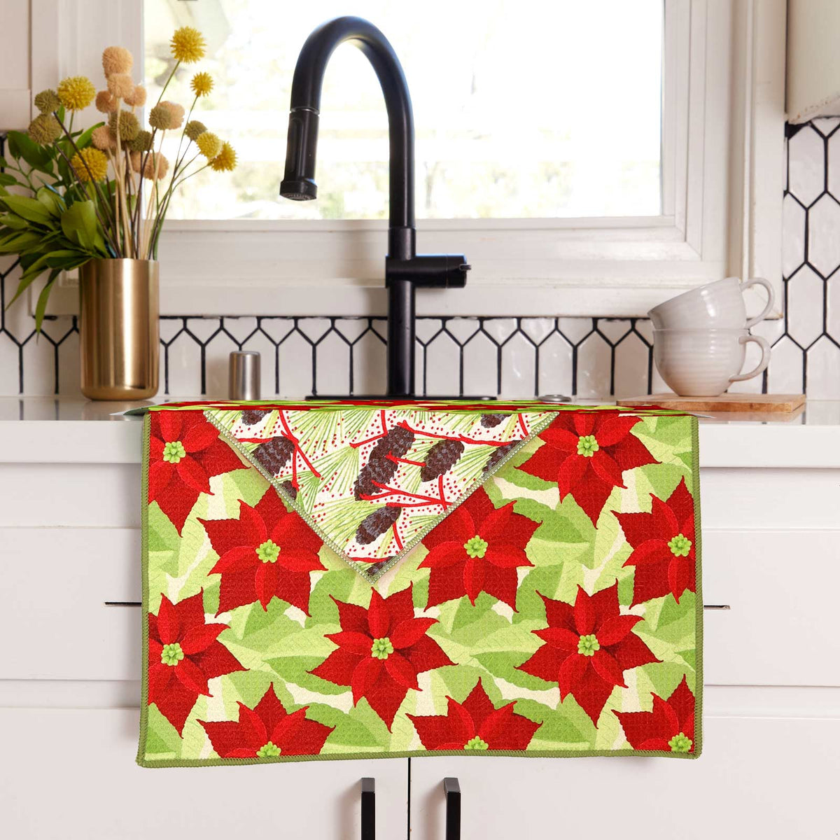 Poinsettia Eco Kitchen Tea Towel