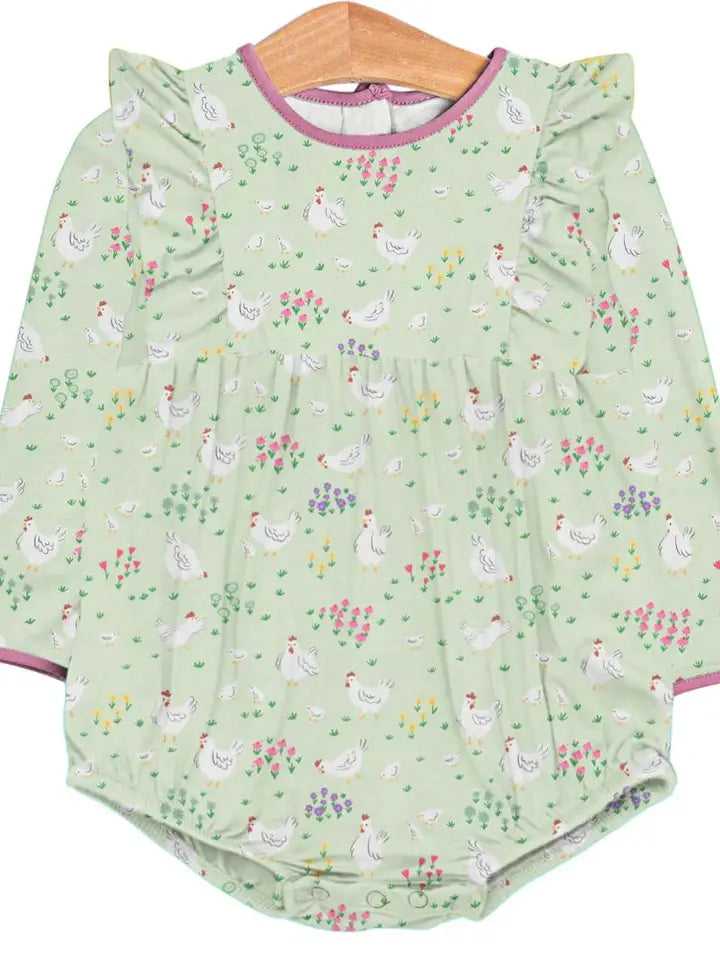 Goosies |Long Sleeve Flutter Bubble - Spring Chickens