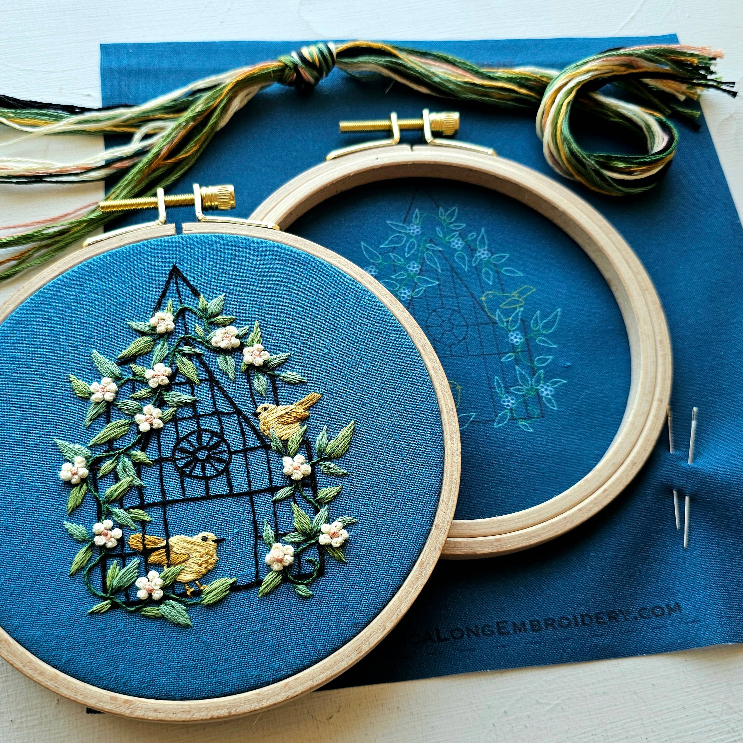 "Fly free" bird hand embroidery craft kit