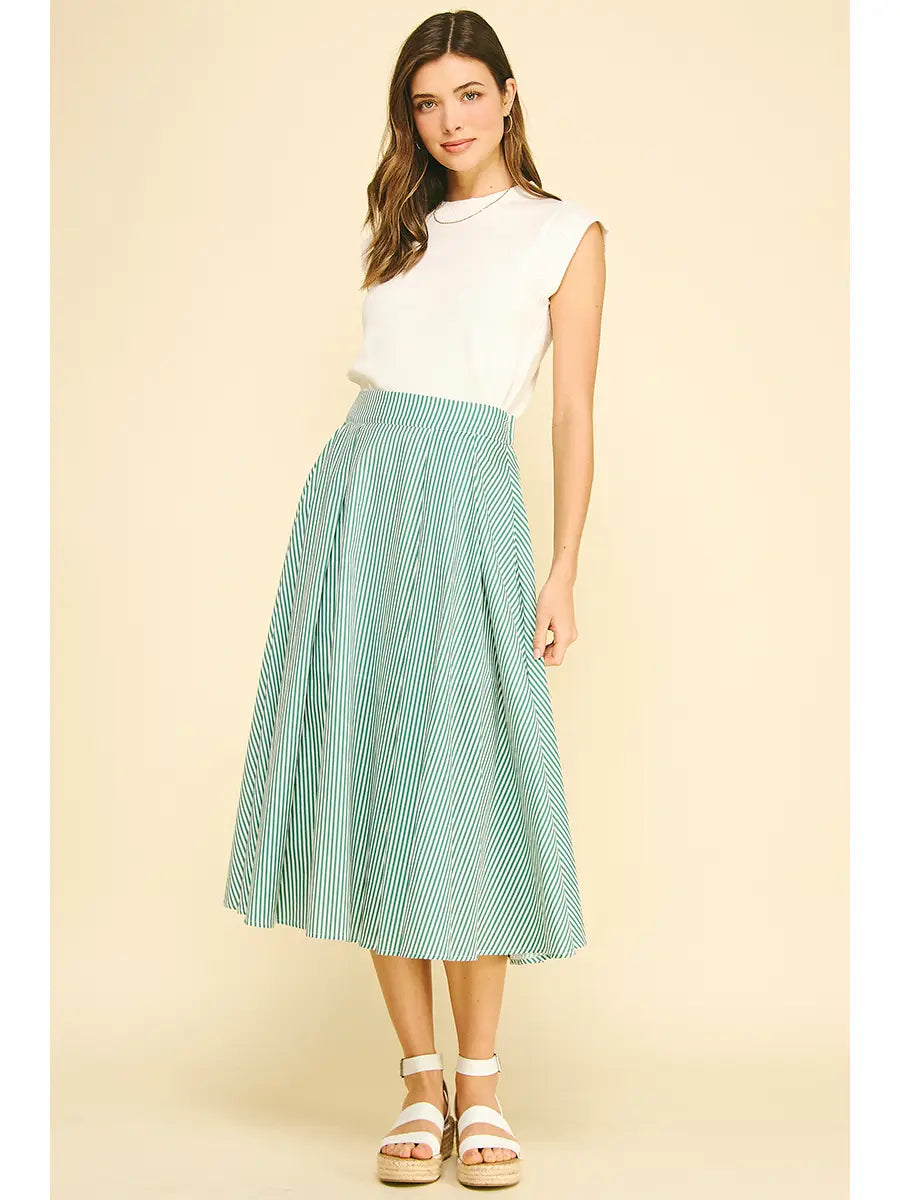 Jill Green Striped Skirt