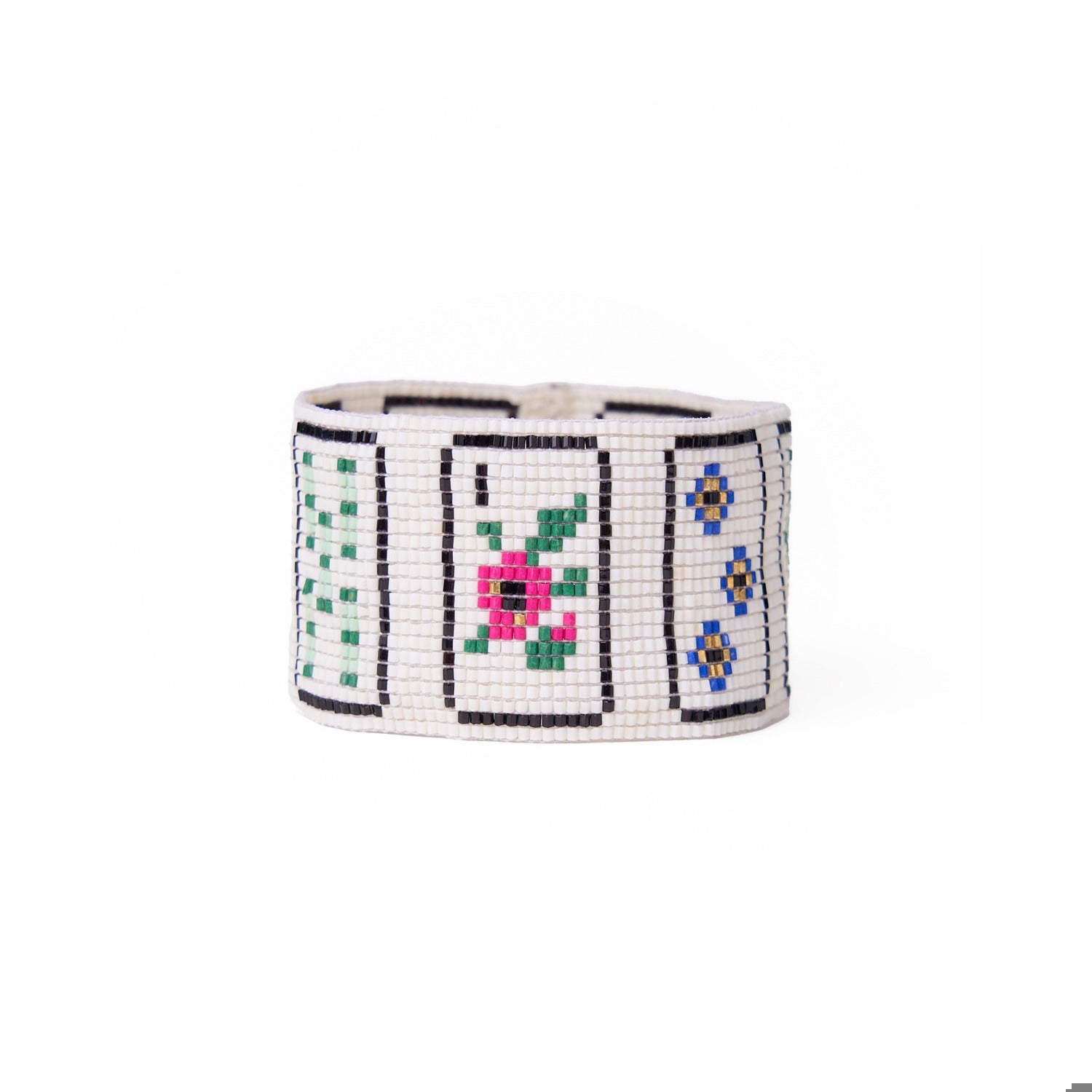Brooklyn Beaded Stretch Mahjong Bracelet Ivory