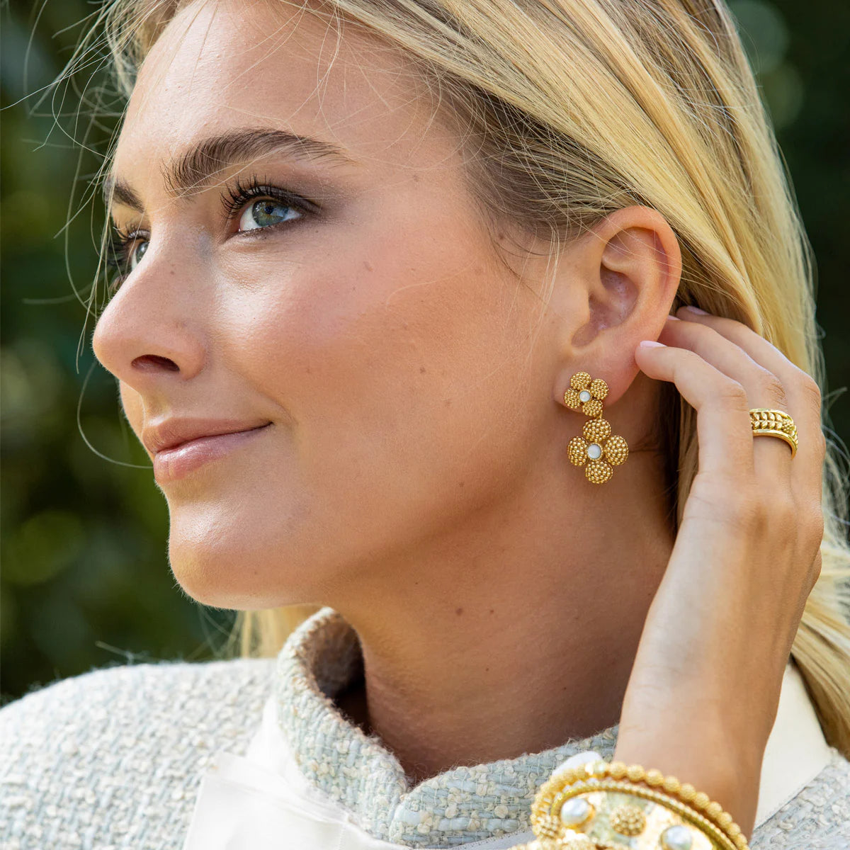 Berry Clover Convertible Duo Earrings - MOP