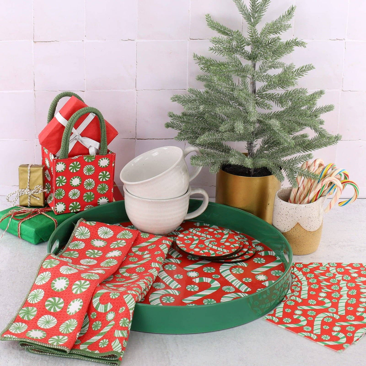 Candy Cane Eco Kitchen Tea Towel