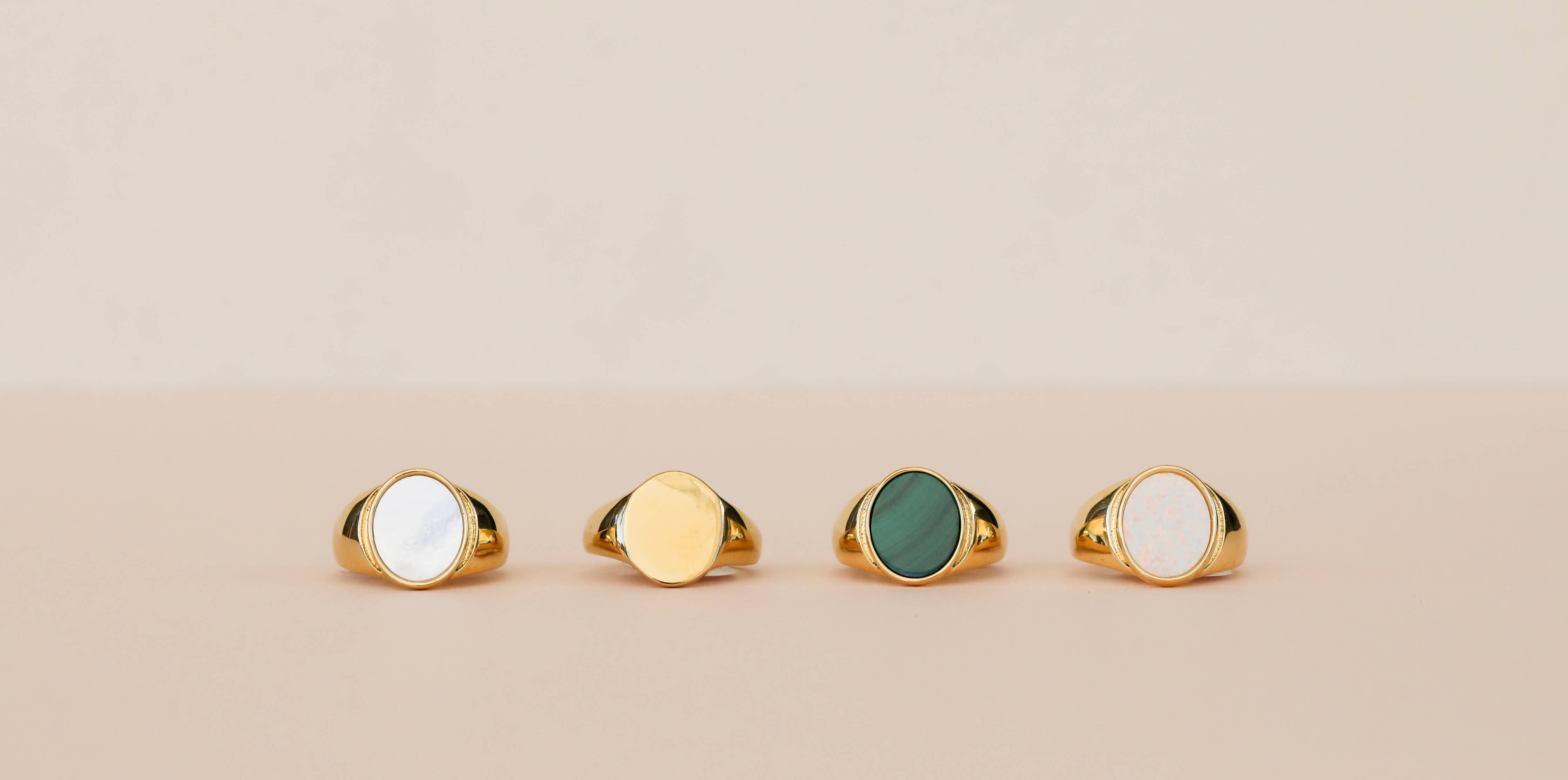 Gold Rings - Malachite Signet